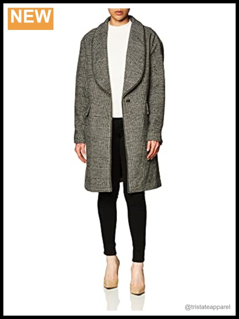 Wool Blend Plaid Trench Coat with Faux Leather Elbow Patches